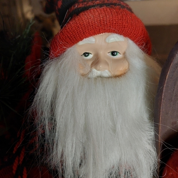 Vintage* 90s Self-standing Santa with Skis and Sack of Decorations - Picture 2 of 8